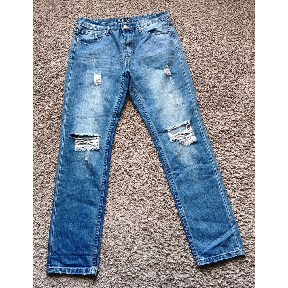 American Bazi Jeans Womens Size 30 Blue Denim Distressed Ripped Tapered